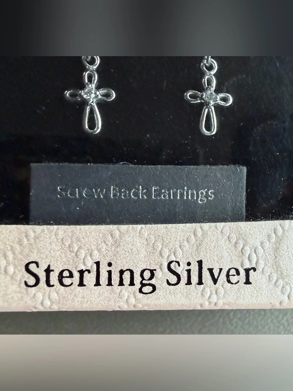 NEW! Girls Pearl & CZ Cross Dangle Earrings, Sterling Silver in Giftbox